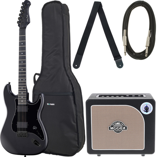 harley benton st-20hh active sbk electric guitar bundle
