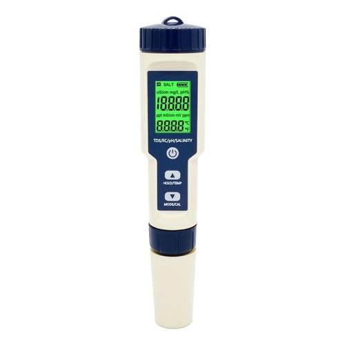 מד איכות מים דיגיטלי 5 ב-1: PH, TDS, EC, מליחות וטמפרטורה