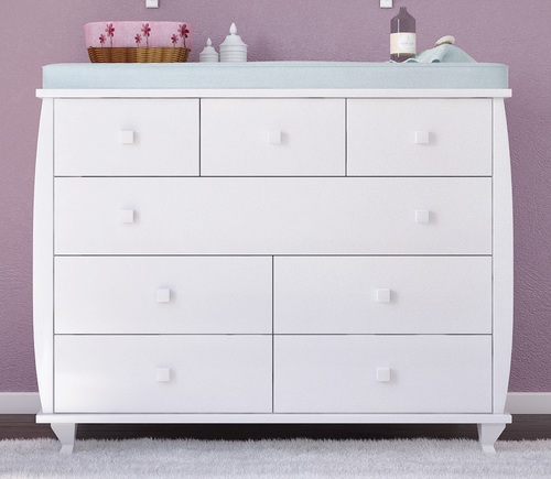 שידת תינוק רחבה דגם סינדרלה - לבן