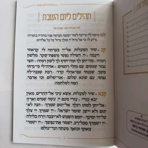 תהילים ליום שבת - דגם לבן