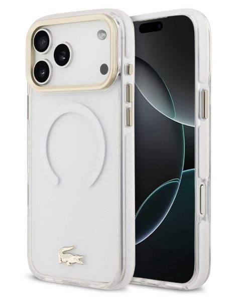 כיסוי שקוף Lacoste MagSafe iPhone 17 Pro Max Frosted  - עם מסגרת זהב
