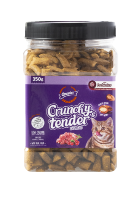 Crunchy Tender חטיף כריות לחתול בקופסה בטעם סלמון 350 גרם