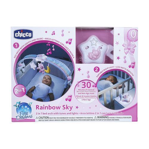 מובייל מוזיקלי / קשת צעצועים קשת בענן - Rainbow Bed Arch-כחול chicco