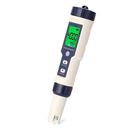 מד איכות מים דיגיטלי 5 ב-1: בוחן PH, TDS, EC, מליחות וטמפרטורה