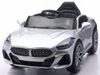 מכונית ממונעת 12V בדמות BMW Z4 עם גלגלי EVA, מערכת מולטימדיה, אורות ושלט רחוק - כסף מטאלי