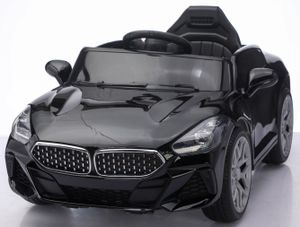מכונית ממונעת 12V בדמות BMW Z4 עם גלגלי EVA, מערכת מולטימדיה, אורות ושלט רחוק - שחור מטאלי