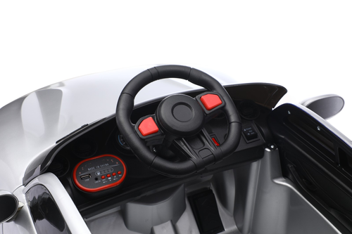 מכונית ממונעת 12V בדמות BMW Z4 עם גלגלי EVA, מערכת מולטימדיה, אורות ושלט רחוק - כסף מטאלי