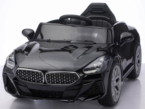 מכונית ממונעת 12V בדמות BMW Z4 עם גלגלי EVA, מערכת מולטימדיה, אורות ושלט רחוק - שחור מטאלי