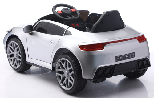 מכונית ממונעת 12V בדמות BMW Z4 עם גלגלי EVA, מערכת מולטימדיה, אורות ושלט רחוק - שחור מטאלי