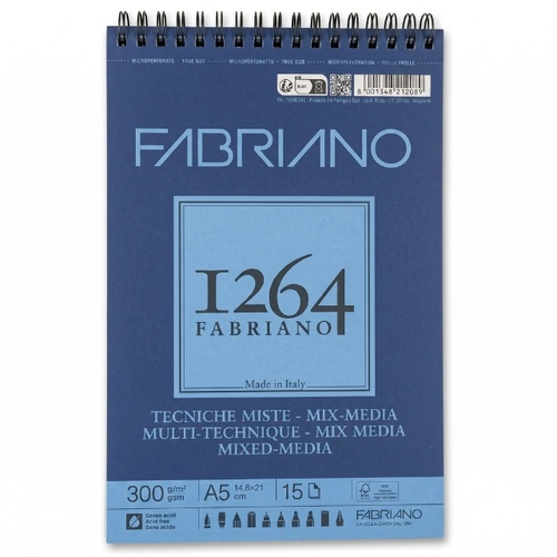 בלוק מיקס מדיה A5 15 דף 300 גר Fabriano 1264 Mixed Media