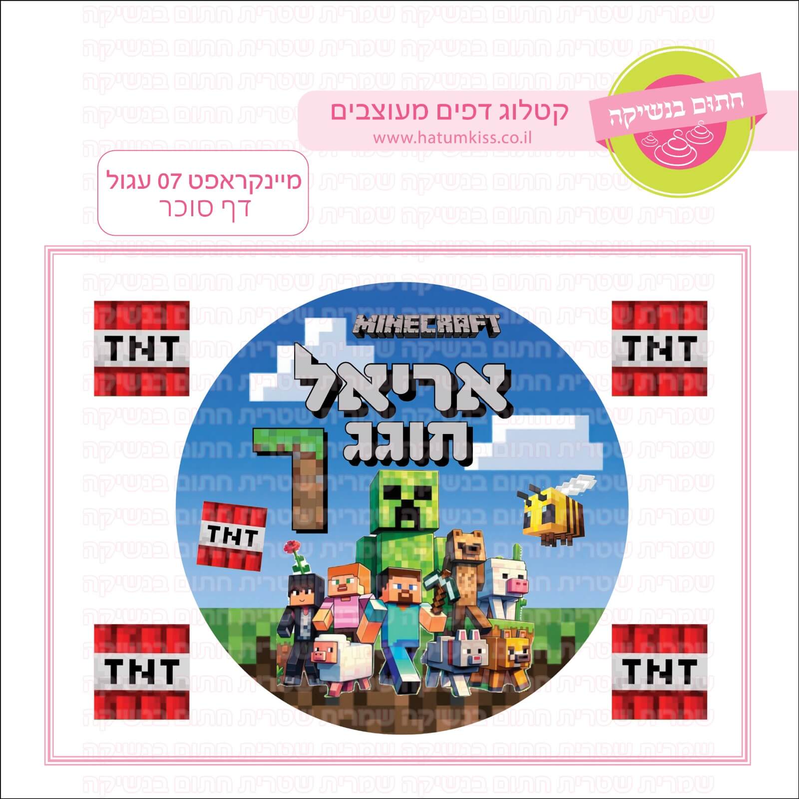 דף סוכר לעוגה עגולה: מיינקראפט 07 עגול