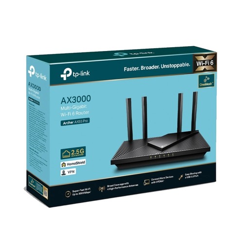 נתב Wi-Fi 6 מהיר יציאת Archer AX55 Pro AX3000 2.5G
