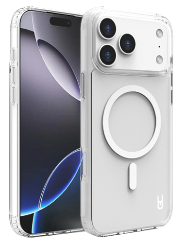 כיסוי שקוף לבן לאייפון 17 פרו מקס עם MagSafe Grip Case Crystal