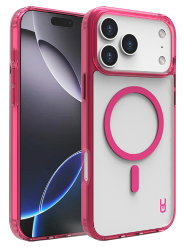 כיסוי שקוף ורוד לאייפון 17 פרו מקס עם MagSafe Grip Case Crystal