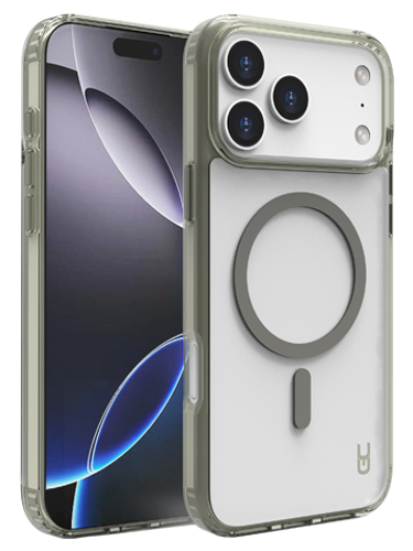 כיסוי שקוף אפור לאייפון 17 פרו מקס עם MagSafe Grip Case Crystal
