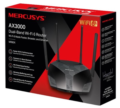 ראוטר Mercusys AX3000 Dual-Band WiFi 6 MR80X