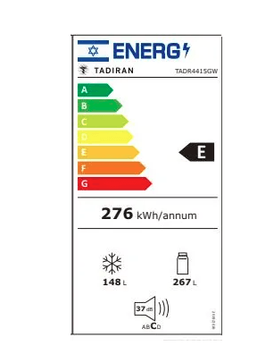 מקרר 4 דלתות 415 ליטר זכוכית לבנה TADR4 415GW תדיראן TADIRAN