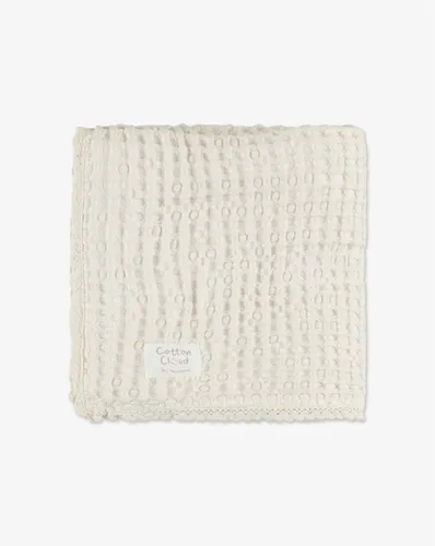 שמיכת פיקה גדולה 100*150 ליין Cotton Cloud - שמנת