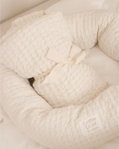 שמיכת פיקה 75*100 ליין Cotton Cloud - שמנת