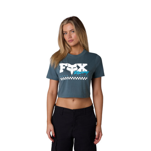 חולצה קצרה לנשים פוקס כחול - FOX W CHECKER SS BABY 