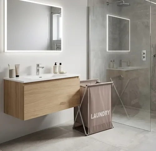סל כביסה מתקפל Laundry מוקה מתוך קולקציית אחסון וסלי כביסה (צילום חומר הגלם) - פריט מעוצב לעיצוב חלל רחצה מודרני ויוקרתי