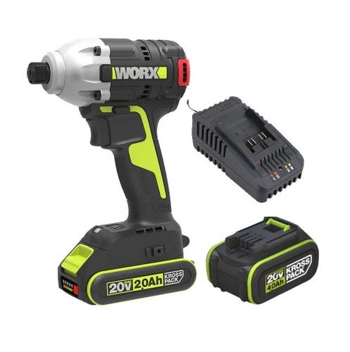 מברגת אימפקט 20V + סוללה 2AH וסוללה 4AH מבית Worx WU290.1