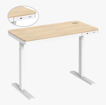 שולחן עמידה ישיבה חשמלי 1180x600mm עם 2 מצבי זכרון וטיימר עם מגירה  מטען אלחוטי על הפלטת שולחן + כניסות USB&TYPE C 