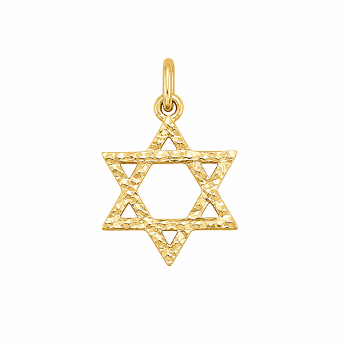 תליון מגן דוד זהב צהוב 14 קראט-חיתוכי לייזר