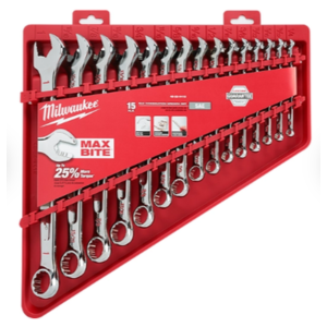 סט 15 מפתחות קומבינציה Milwaukee SAE במידות אינץ׳ עם אחיזת MAX BITE 