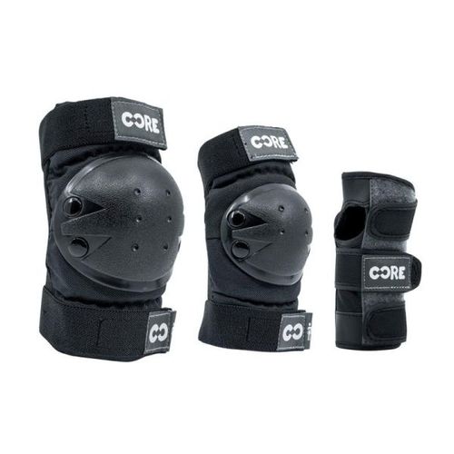 סט מגן משולש CORE Protection Junior – שחור (ברכיים / מרפקים / פרקי יד)