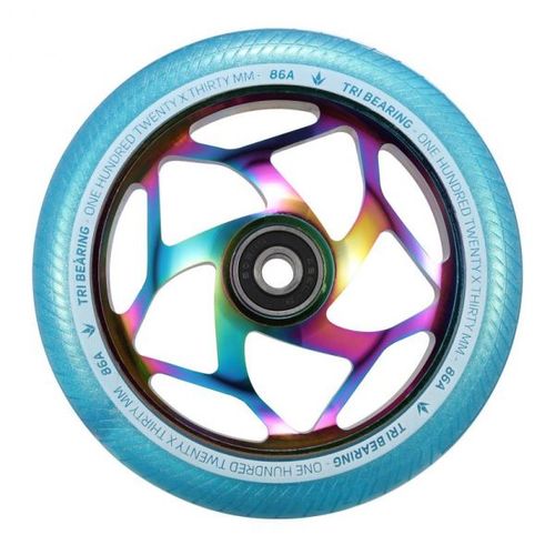גלגל לקורקינט פעלולים Blunt Tri Bearing Wheel - Oil Slick/Teal 120mm x 30mm