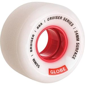 גלגלי סקייטבורד Globe Bruiser Cruiser Wheels White Red 55mm/88A