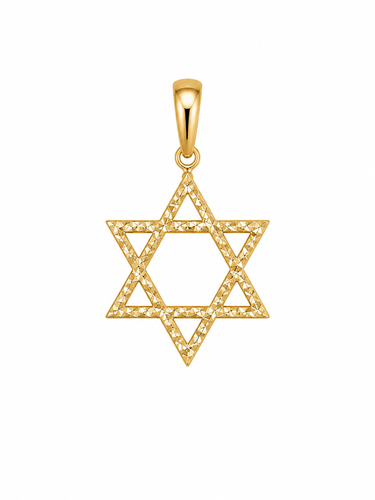 תליון מגן דוד זהב צהוב 14 קראט - חיתוכים מיוחדים