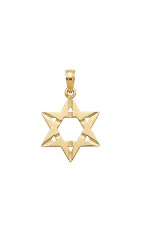 תליון מגן דוד זהב צהוב 14 קראט - חיתוכים מיוחדים