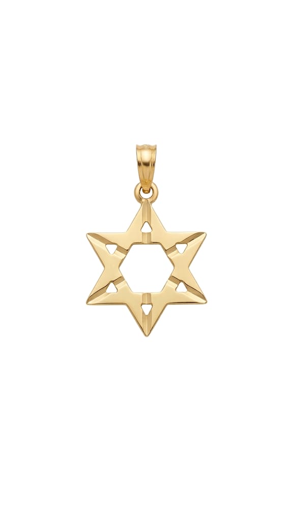 תליון מגן דוד זהב צהוב 14 קראט - חיתוכים מיוחדים