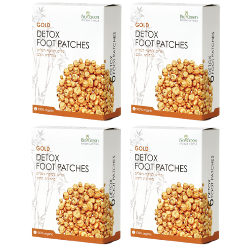 מארז עשרים וארבע | גולד דיטוקס פווט פאטצ'ס | Gold DETOX FOOT PATCHES | פדים לניקוי רעלים | מהדורת הזהב | 100% אורגני | מכיל תערובת של צמחים