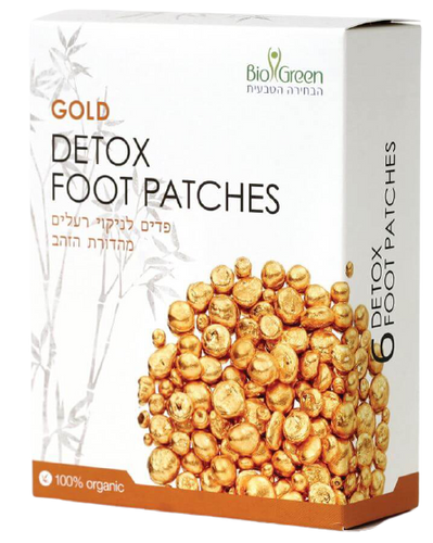מארז עשרים וארבע | גולד דיטוקס פווט פאטצ'ס | Gold DETOX FOOT PATCHES | פדים לניקוי רעלים | מהדורת הזהב | 100% אורגני | מכיל תערובת של צמחים