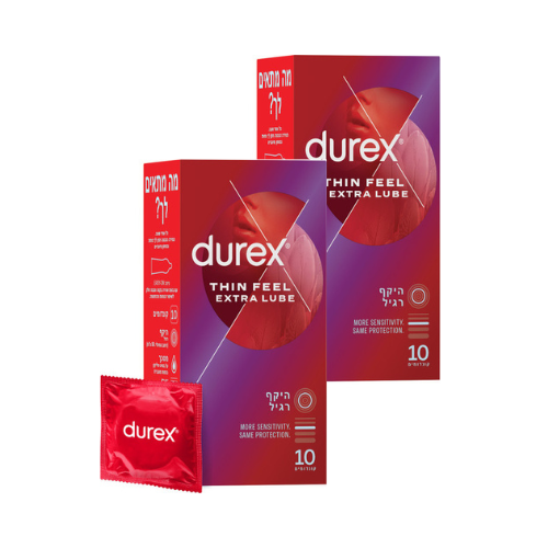 מבצע זוג קונדומים דורקס Thin Feel - Extra Lube | מכיל 20 יחידות סה