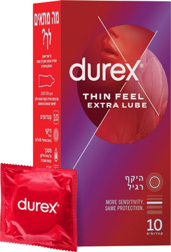 מבצע זוג קונדומים דורקס Thin Feel - Extra Lube | מכיל 20 יחידות סה