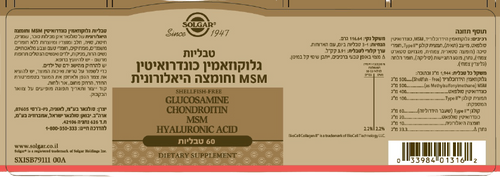 סולגאר | גלוקוזאמין כונדרואיטין | MSM | חומצה היאלורונית | 60 טבליות