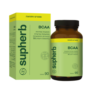 BCAA | בתוספת ויטמין B6 | מכיל 90 כמוסות | חומצות אמיניות מסועפות שרשרת | בצורתן החופשית