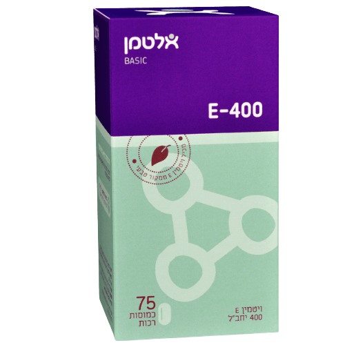 ויטמין E400 | מכיל 75 כמוסות | שימוש בנגזרת טבעית של ויטמין E | ספיגה משופרת | עשרה בניגזרות מיקס טוקופרול | אלטמן | Altman