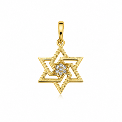 תליון מגן דוד- משובץ זירקונים