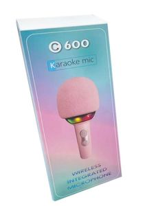 מיקרופון קריוקי אלחוטי C600 עם רמקול מובנה ולדים מדליקים