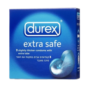 Extra Safe - קונדומים עבים במקצת עם חומר סיכה מוגבר - 3 יח' | durex