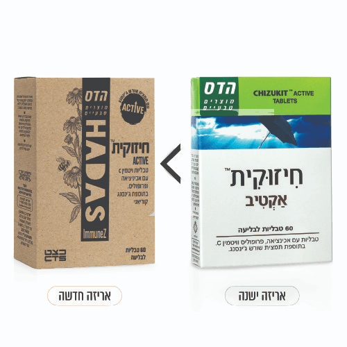 חיזוקית אקטיב | מכיל 60 טבליות | אכיניצאה פלוס פרופוליס פלוס ויטמין C | בתוספת גינסנג | תוסף תזונה | כשר | פלוריש הדס | Floris Hadas