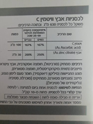 אבץ למציצה עם ויטמין C | בטעם לימונענע | מכיל 60 לכסניות | תוסף תזונה כשר |