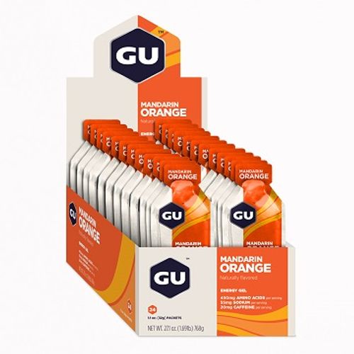 ג'ל אנרגיה GU  בטעם מנדרינה תפוז | מכיל  24 יח' | ENERGY GEL GU  GU Gels - ג'ל המעניק אנרגיה וחיוניות לפני אימון ג'ל אנרגיה בטעם מנדרינה תפוז   מכיל 450 מ
