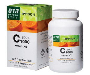 ויטמין C סי 1000 | לא חמוצי | בתוספת פקעות ורדים | מכיל 60 טבליות לבליעה |