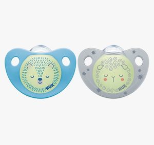 זוג מוצצי נוק נייט&דיי NUK Night%Day | סיליקון 0-6 חודשים | זוהרים בחושך |